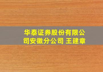 华泰证券股份有限公司安徽分公司 王建章